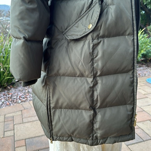 Ellen Tracy olive puffer coat faux fur detachable hood - Picture 7 of 17